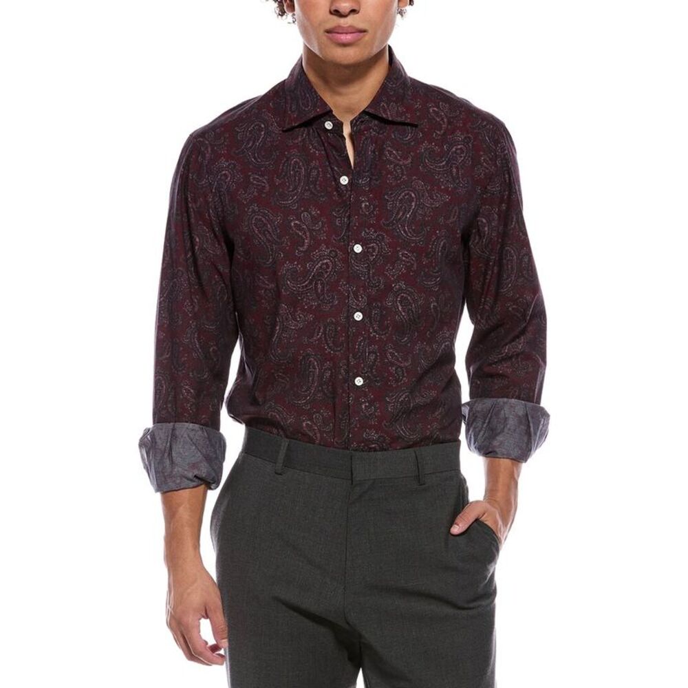 Isaia Mens  Mix Sport Shirt, Red